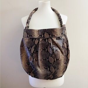 Gianni Bini Snakeskin Print Large Shoulder Bag Chic Statement